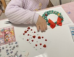 クリスマス制作 アクリル絵の具 デコレーション リース