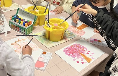 製作 図工 4歳児 水彩画 バレンタイン制作 マグネット 絵画教室 子供 ペイント アート 造形 小学生 モコモコアート